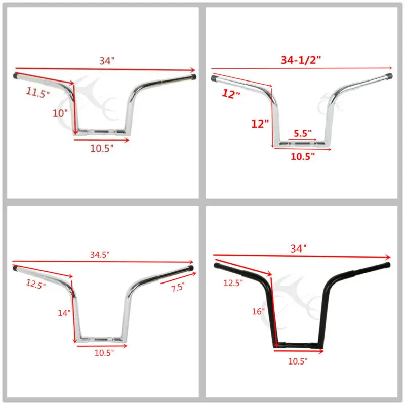 Мотоцикл 1-1/" широкий руль для мотоцикла баров жира руль для Harley Softail Sportster XL 883 1200 FLST Custom 10"/1" /14"/1" Rise