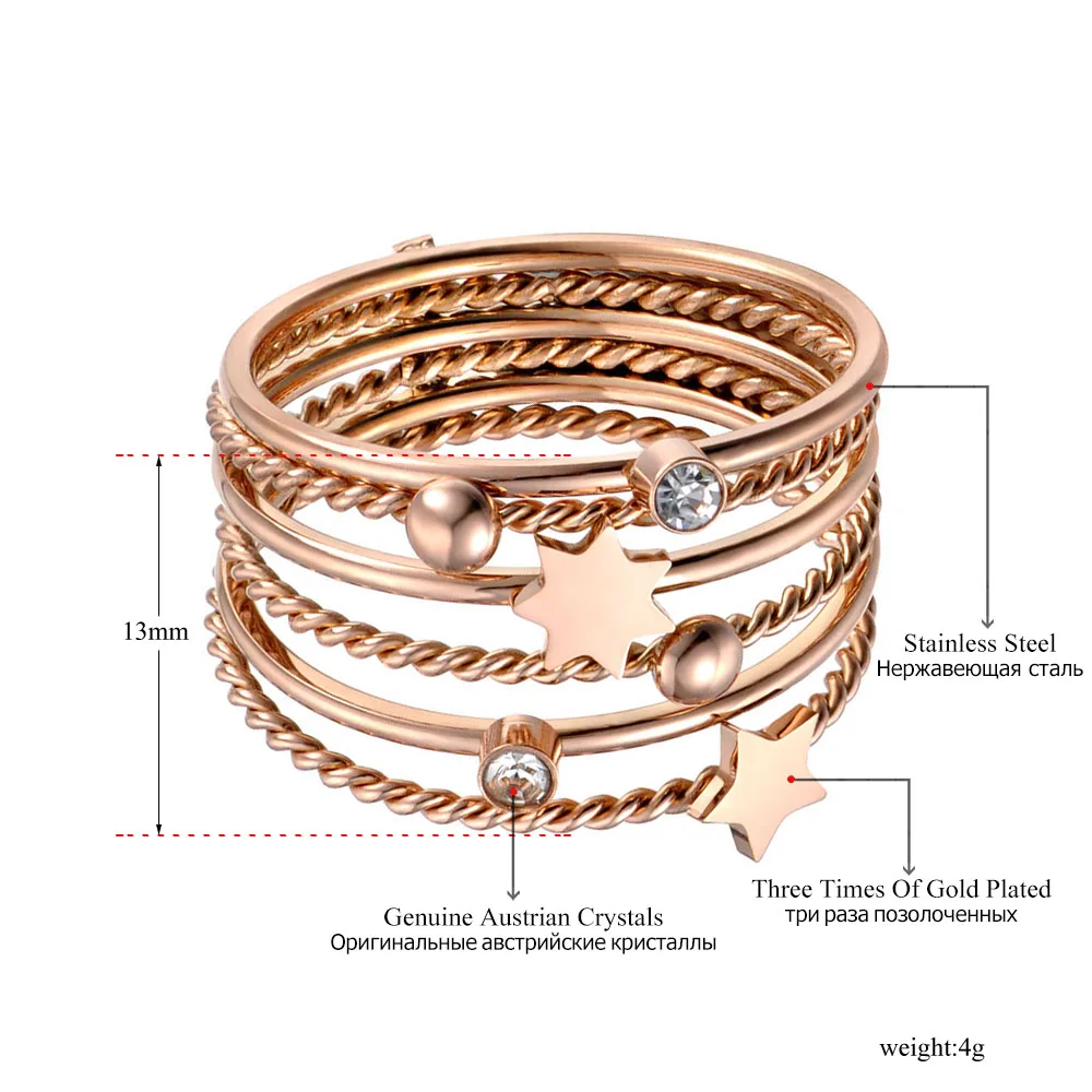 Lokaer Трендовое титановое кольцо из нержавеющей стали, ювелирное изделие, звезда розового золота, шар, CZ Стразы, свадебные кольца для женщин R19122