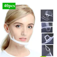 40pcs Transparent Catering Mask Anti Fog Catering Food Hotel Plastic Kitchen Restaurant Smile Mouth Masks 1