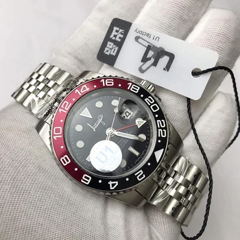 

classic GMT watch men automatic red & blue ceramic bezel sapphire glass Lumious needles sweep movement