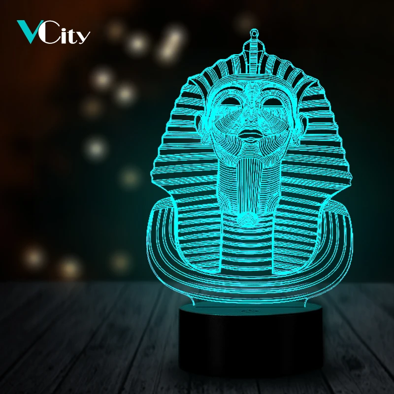 VCity Египет Сфинкс Фараон 3D лампа USB светодиодная Иллюзия ночник сенсорная база