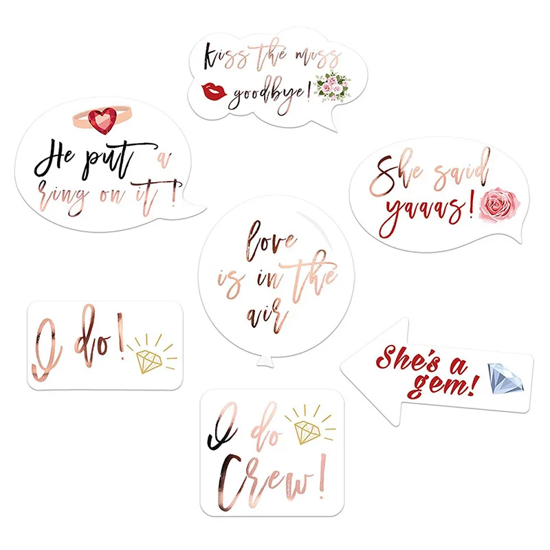 23Pcs Bride Selfie Props Rose Gold Wedding Bridal Shower Party Game Accessories S7#5