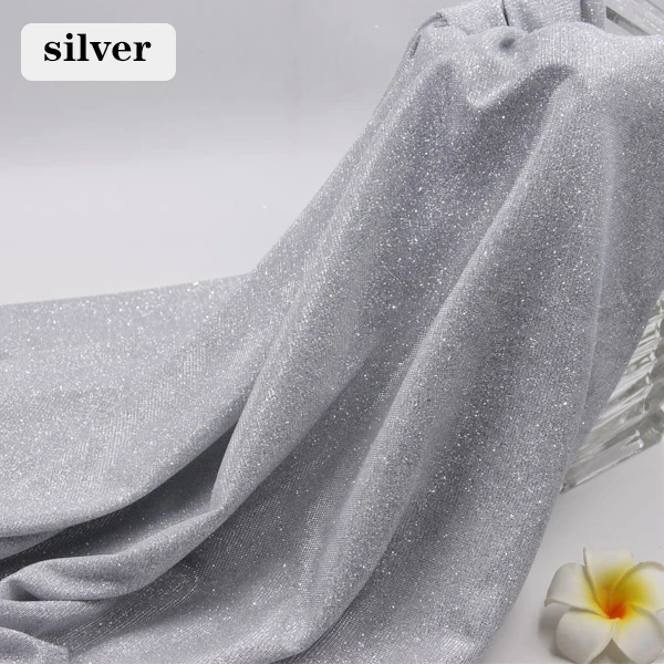 silver 140 X 100CM Gradient Dancing Stage Sequin Glitter Fabric African Tissus Patchwork Tulle Weddings Party Decoration Fabrics - Color: silver