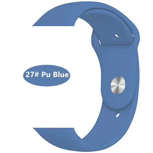Ремешок Silikon Pulseira zubehyor Für apple Uhr 4 band 38 мм 42 мм наручный браслет für Iwatch серия 4 40 мм 44 мм apple uhr band - Цвет ремешка: pu blue 27