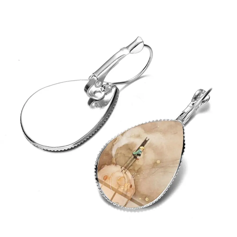 Style 13 SONGDA Brand Cute Little Prince Earrings Le Petit Prince Fairy Tale Cartoon Collection Glass Photo Cabochon Water Drop Earrings - Окраска металла: Style 13