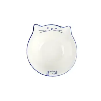 

Rice Bowl With Cat Design Smiling Kitten Porcelain Noodle Bowl Soup Salad Bowl Cute Dish Japanese Style 1 Piece (Blue,8inch)