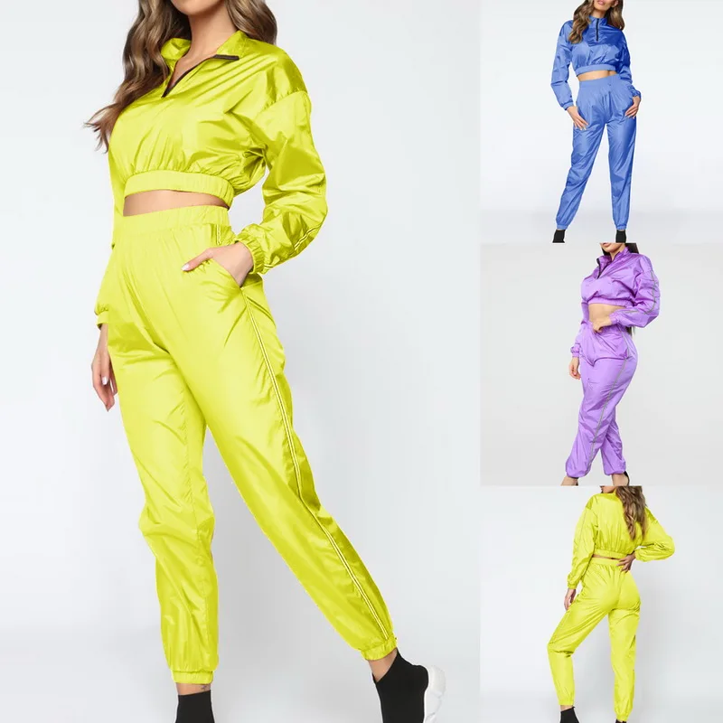 Женский спортивный костюм однотонный из двух предметов свободная куртка и