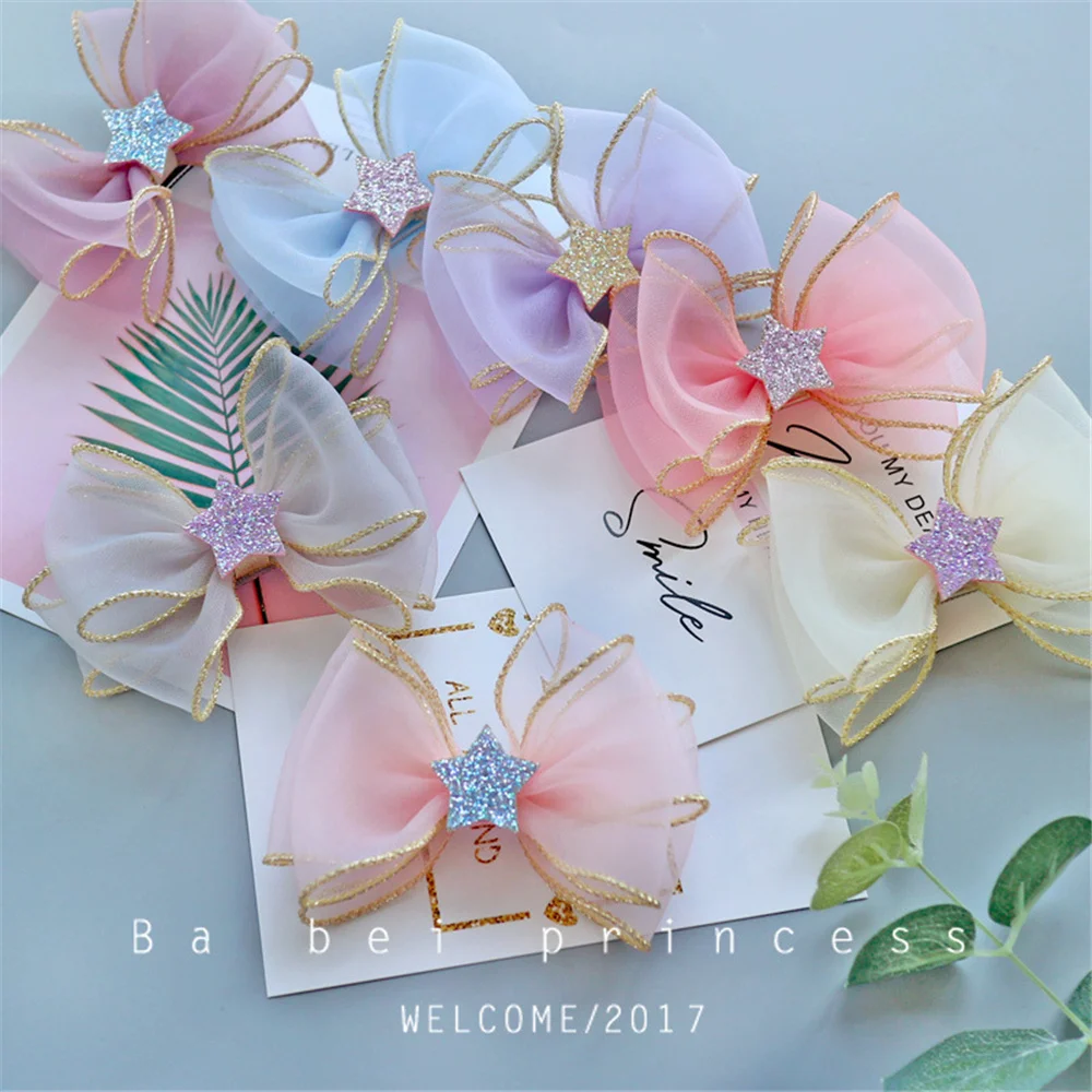 2Pcs/Lot Whole Sale Kids Fashion Hair Accessories Bowknot Lovely Clip For Girls 2pcs lot bow hair ropefor kids lovely girls bowknot hair band mini colorful gemstone ponytail support headband hair bun head