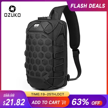 

OZUKO Multifunction Men Shoulder Bag Anti-theft Chest Bags for Men Waterproof Sling Messenger Bag Male USB Charge Crossbody Bag