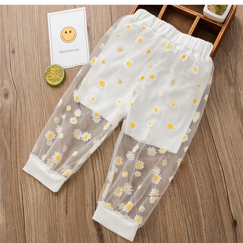 Fashion Summer Girls Kids Loose Pants Thin Anti-mosquito Pants Toodler Flowers Leggings Casual Baby Children Wide 1-6 girls pants kids pants girls trousers