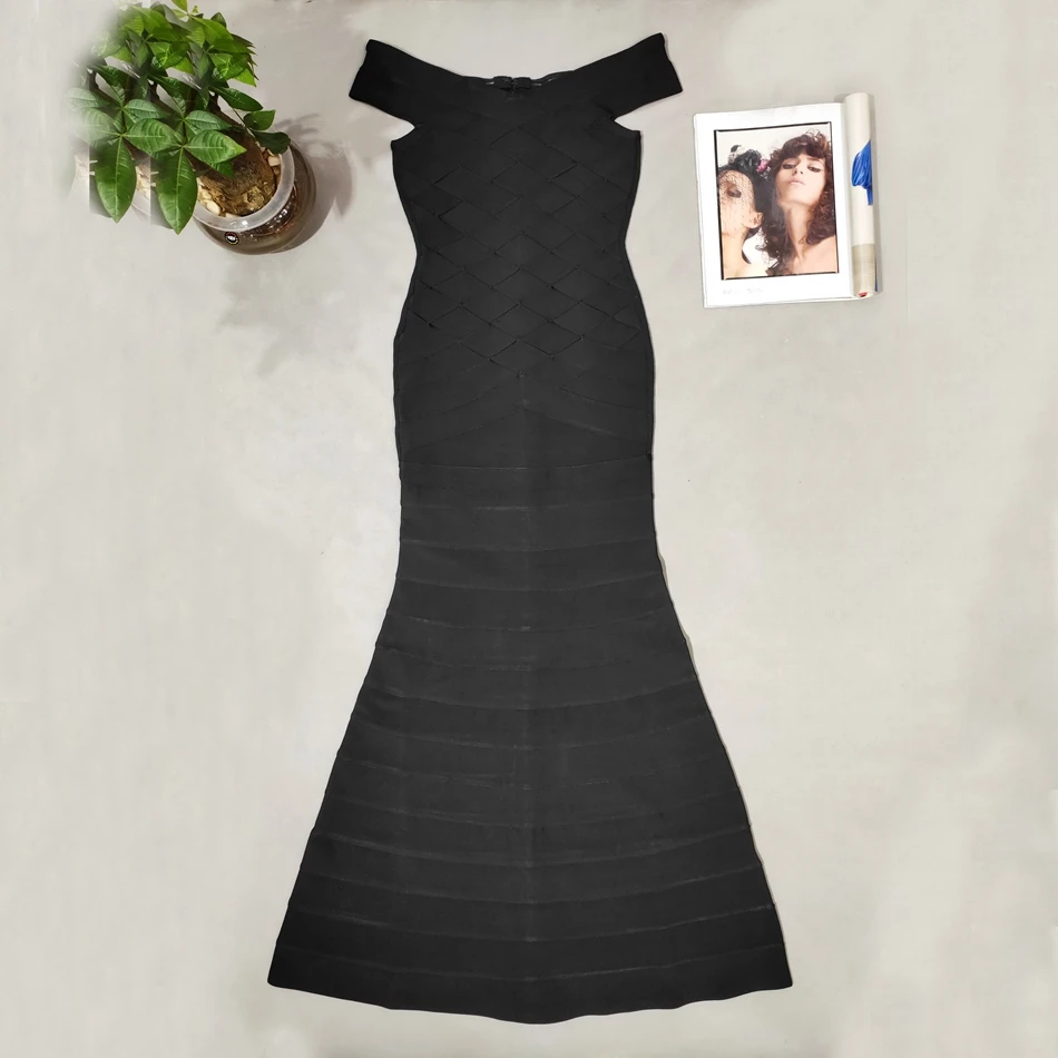 BANDAGE Winter New Sexy Long Bandage Dresses Women Vestidos Christmas Party Dress Off Shoulder Maxi Mermaid Dress