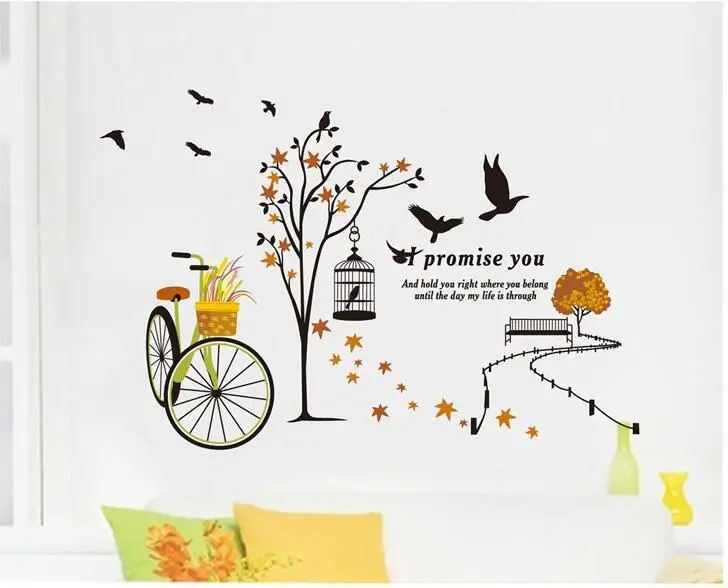 

Adhesive DIY Wall Stick a Cage Bird Tree Decoration Post Sitting Room Bedroom Can Remove Sticker