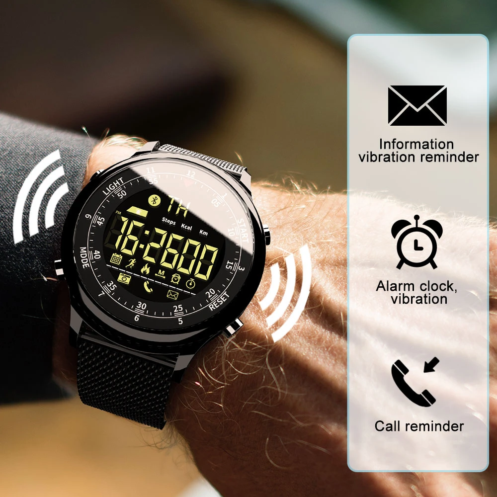  LOKMAT Bluetooth Smart Watch Waterproof Sport Men Digital Clock Ultra-long Standby Call Reminder Sm - 4000068477761