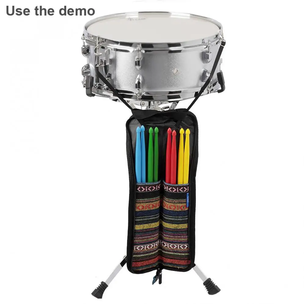 Portable Folk Style Knitted Drum Stick Gig Bag Drumsticks Storage Case Percussion Instruments Accessories