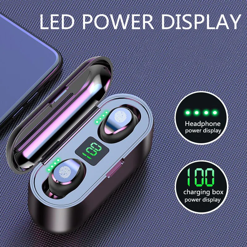 

ZEKI Bluetooth Headset True Daul V5.0 Wireless Earphone Fingerprint Touch Atuo-boot Pairing Headphone with 2000mAh charging BOX