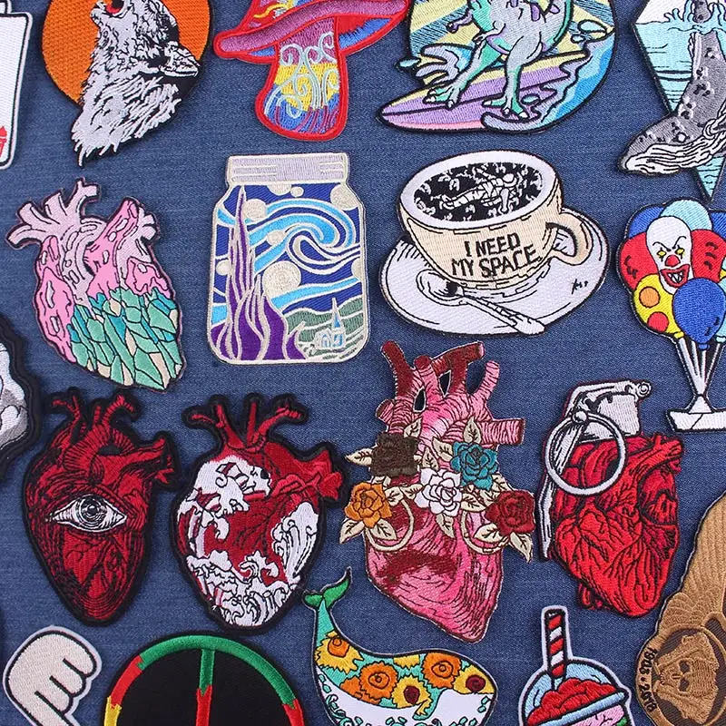 DIY Embroidery Patch Rock Heart Patches On Clothes Van Gogh Iron On Patches For Clothing