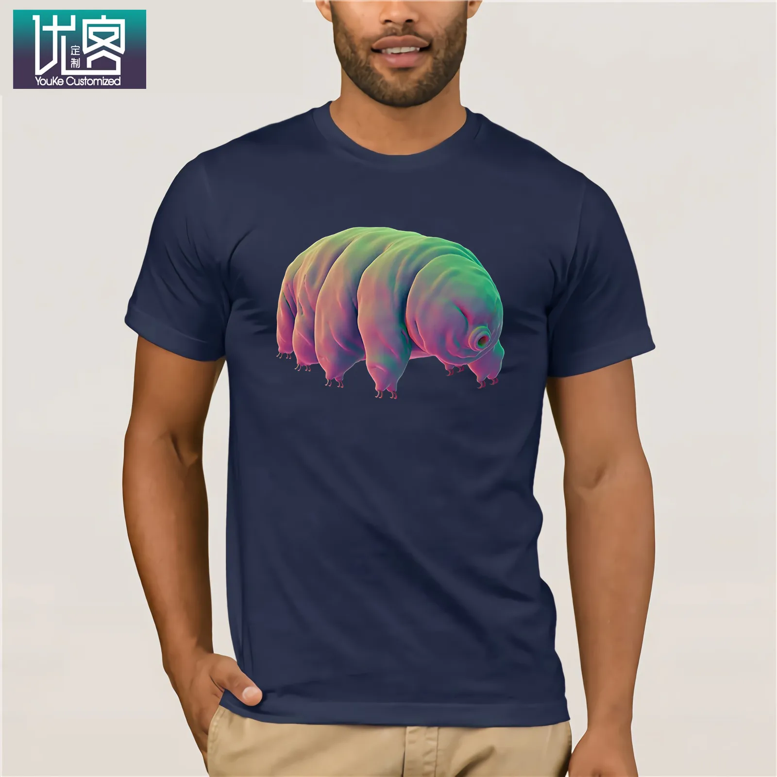 Tardigrade, футболка с водным медведем,, летняя мужская футболка с коротким рукавом, повседневный топ с коротким рукавом, Забавные футболки, хлопковые топы, футболка - Цвет: navy