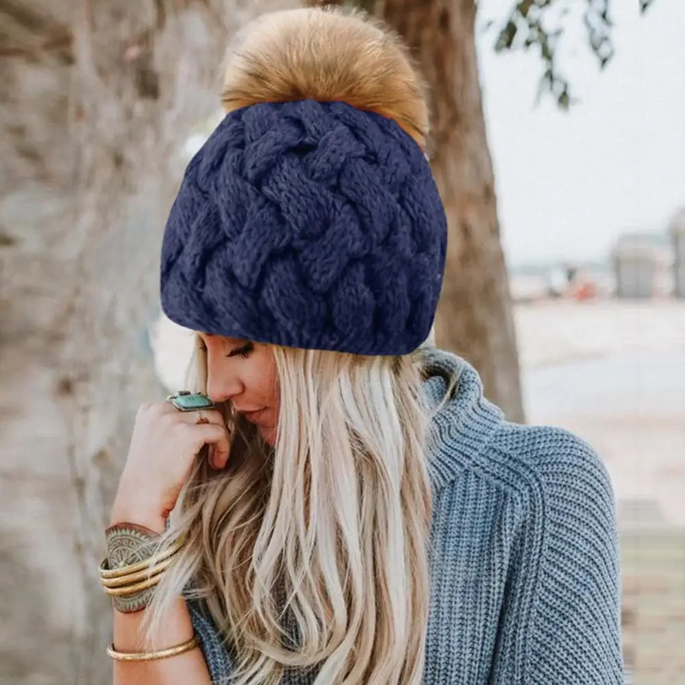 

Beanies Winter Cap Women Hat Winter Knit Hat Foxes Ball Collar Set Thick Warm Solid Earmuff Hat Beanie Hat Muts #2S30