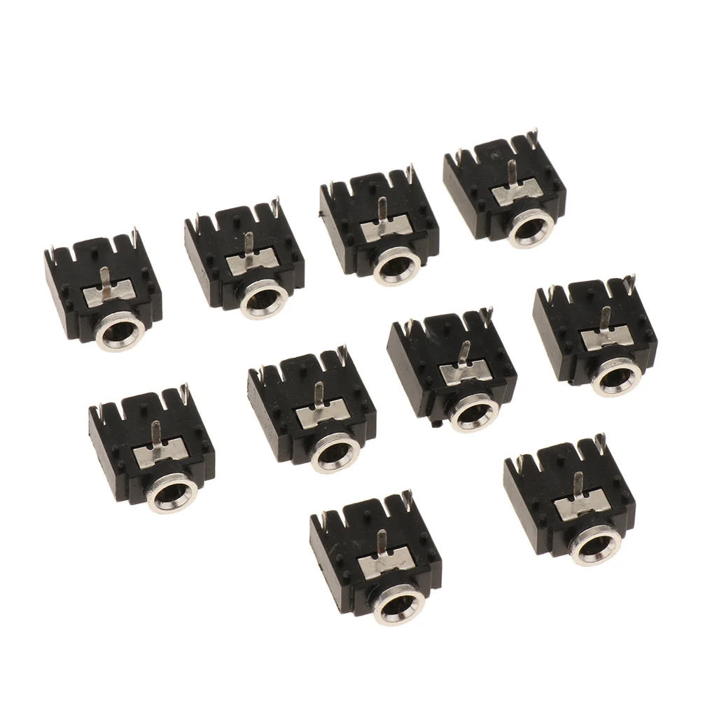10pcs 3.5mm PCB Mount 3-Pin Terminals Female Audio Jack Socket Connector