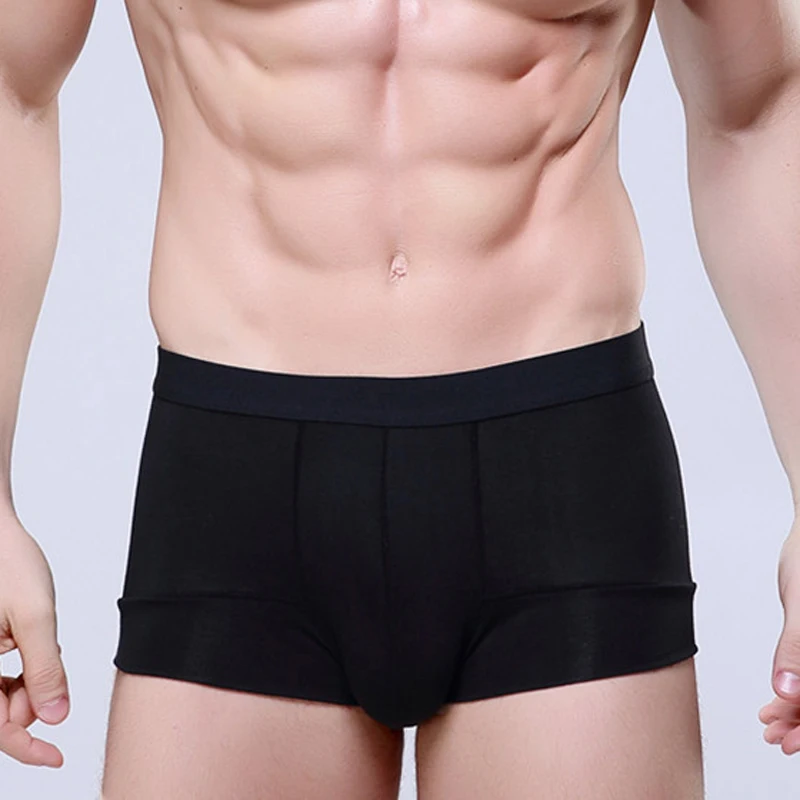 Men's boxers Sexy Modal Boxer Stretch solid color underwear Hollow Breathable Mid Rise Sports Shorts male underpants