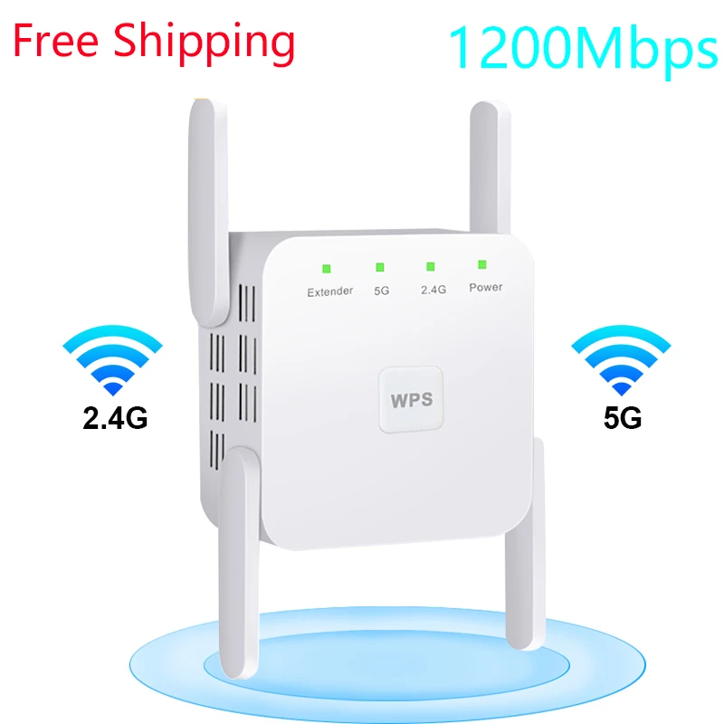 5G Беспроводной Wi-Fi ретранслятор усилитель 2 4G повторитель Гц WiFi 1200 Мбит/с) 5 ГГц