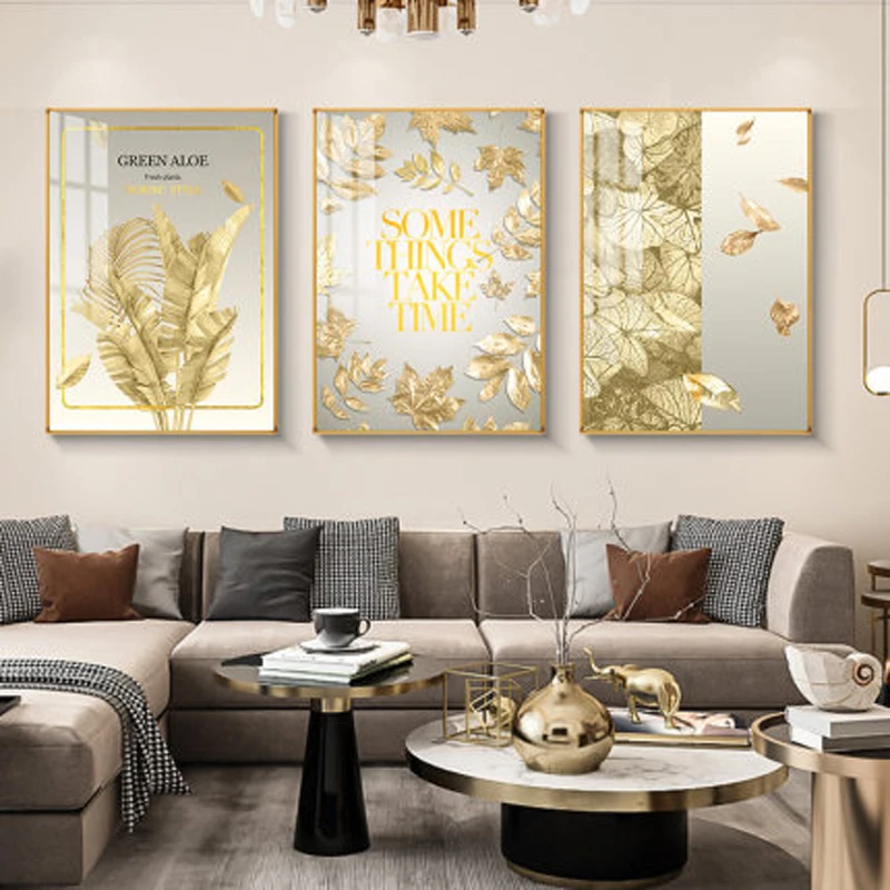 

Gold Plant Luxury Image Home Decor Nordic Canvas Wall Painting Modern Art Gold Leaf Decoration Posters Prints for Living Room