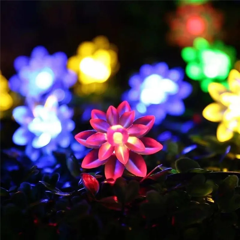solar lights outdoor Lotus Solar Lights String LED Outdoors Waterproof Cherry Blossoms Lamp Garland Wedding Party Christams Garden Home Fairy Decor solar step lights