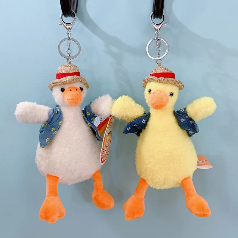 Cute Duck Plush Keychains Toys Kawaii Women Handbags Car Key Holder Bag Pendants Decoration Accessory Key Chain For Girls Gifts chris farlowe handbags