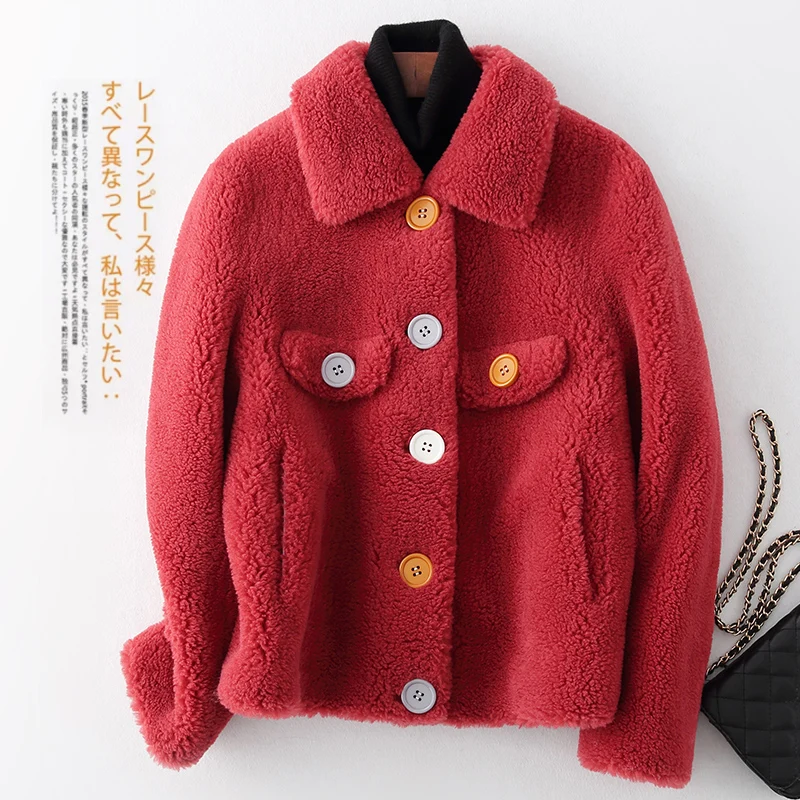 

Real Fur Coat Wool Jacket Autumn Winter Coat Women Clothes 2019 Korean Vintage Sheep Shearling Suede Lining Women Tops ZT3871