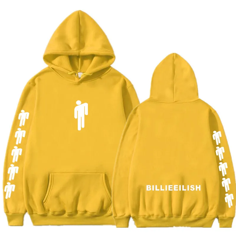 16yellow Новинка года, толстовка с капюшоном Billie Eilish, модные толстовки с принтом для женщин и мужчин, толстовки с длинными рукавами, лидер продаж, Повседневная Уличная одежда Sudadera Hombre - Цвет: 16yellow