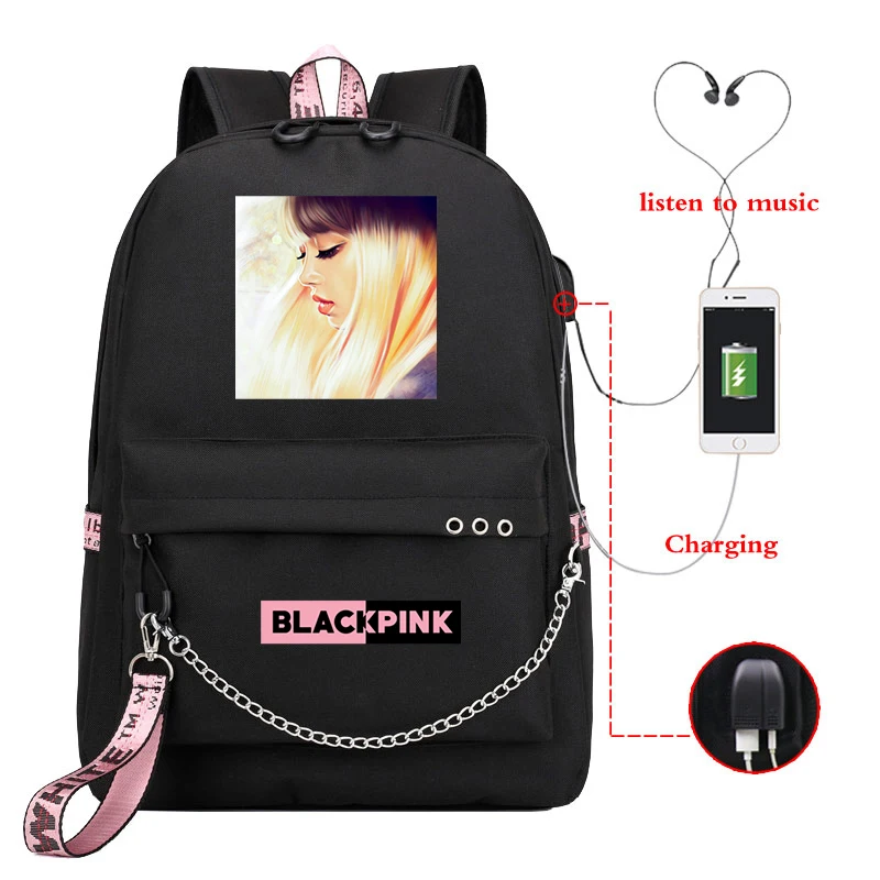 Usb Charging Girls Backpacks Bag Blackpink Backpack Girls School Backpacks Women New Pattern Laptop Bags Students Book Rucksack - Цвет: Girls Backpacks 11