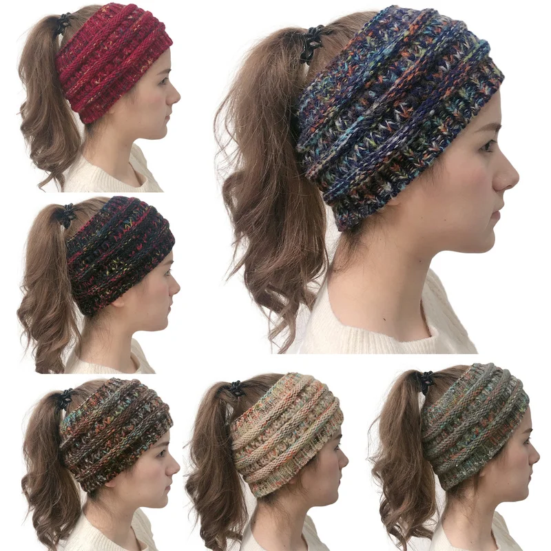 New Headwear Knitted Crochet Headband Turban Winter Ear Warmer Headwrap Elastic Hair Band for Women's Wide Hair Accessories