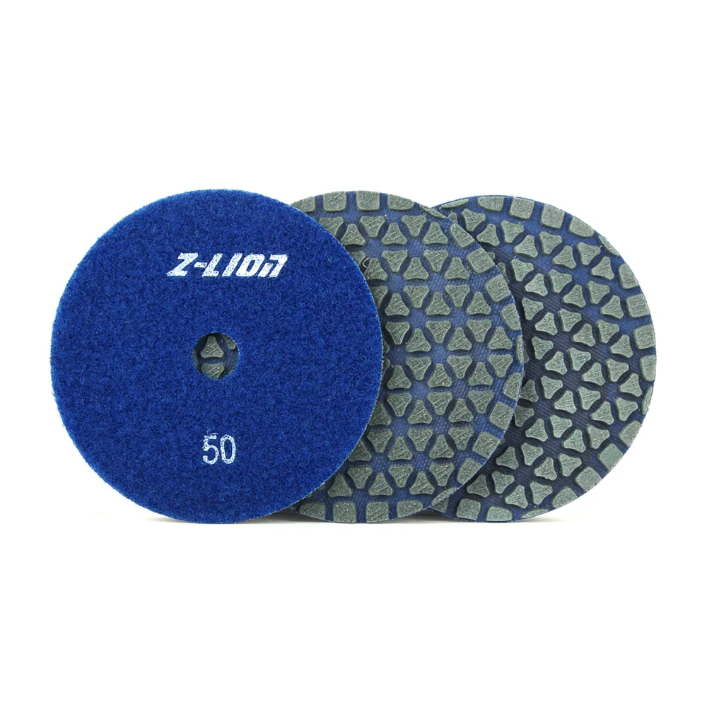 Z-LION 3pcs 4" Dry Diamond Polishing Pads 100mm Flexible Sanding Discs New Design Marble Granite Stone Tile Grinding Wheels - Цвет: Grit 50