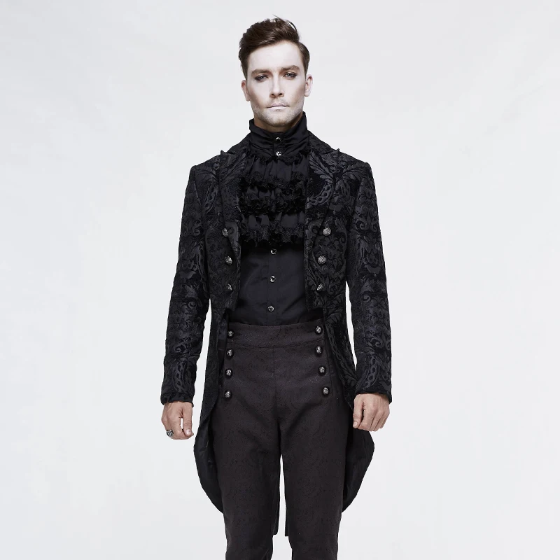 Gothic Steampunk Mens Formal Tailcoat V Neck Winter Men Coat Long Sleeve Irregular
