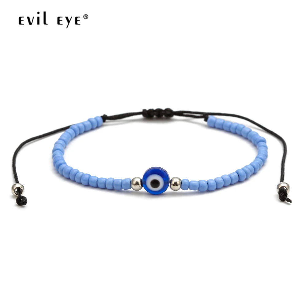 

EVIL EYE Miyuki Bead Braided Bracelet Black Rope Chain Blue Turkish Eye Charm Bracelet Adjustable Jewelry for Women Men EY6483