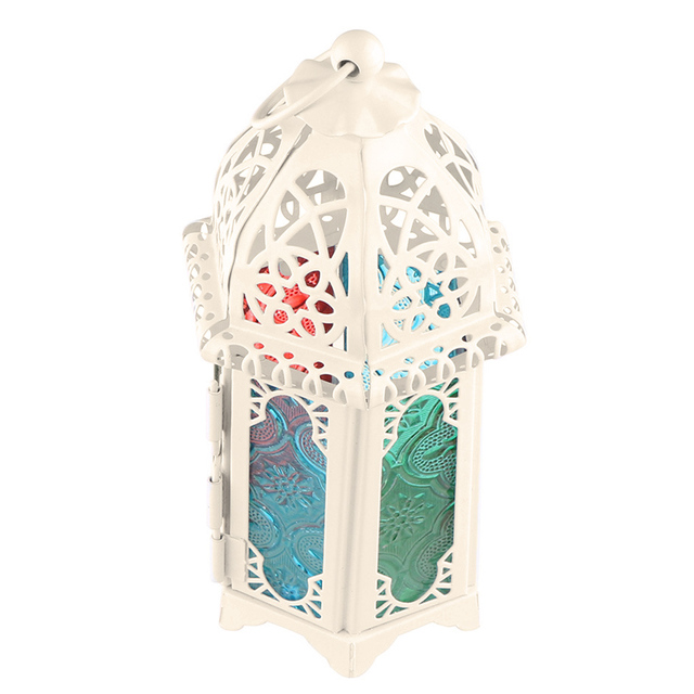 Crystal Moroccan Candlestick Hollow Candle Holder Home Coffee Shop Iron Hanging Candle Lantern