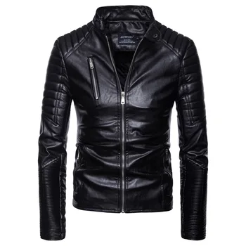 

"The code" zipper more than 2019 new men's motorcycle leather youth fashion collar ruffled fur clothing