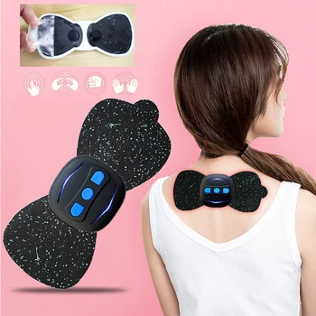 

Portable Mini EMS Neck Massage Stickers Cervical Vertebra Therapy Massager Electric Low Frequency Pulse Massager Pad Pain Relief