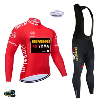 

New 2020 Vêtements de vélopro Team Jumbo VISMA Ciclismo Roupa Red Invierno Winter Thermal Fleece Cycling Jersey Men Sportswear