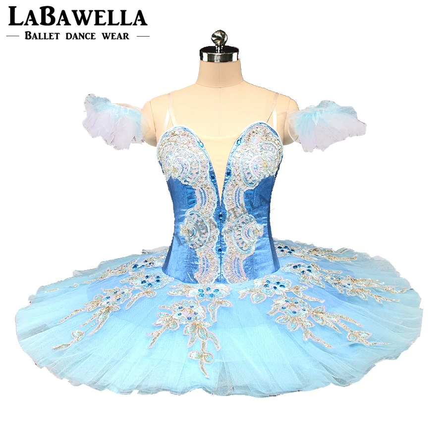 Performance Blue Bird Stage Cosutme Free Shipping Blue Fairy Professional Ballet Tutu Women Pancake Paltter BT9161