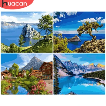 

HUACAN Painting By Numbers Sea Landscape Drawing On Canvas HandPainted Art Gift DIY Picture By Number Mountain Kits Home Decor