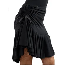 Женская латинская юбка Танго короткие юбки танцевальное платье для тренировок черный тонкий 233-069