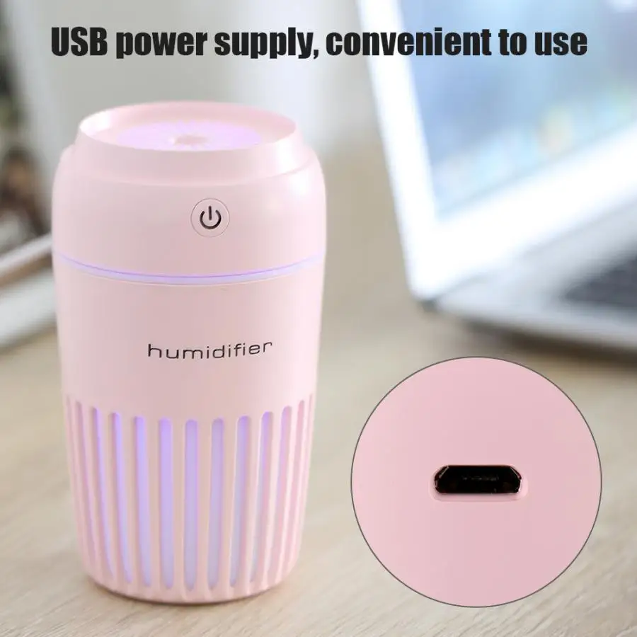 Освежитель воздуха, портативный, USB, в форме чашки, цветной светодиодный, Ночной светильник, увлажнитель воздуха, диффузор для дома, офиса, автомобиля, твердый воздух