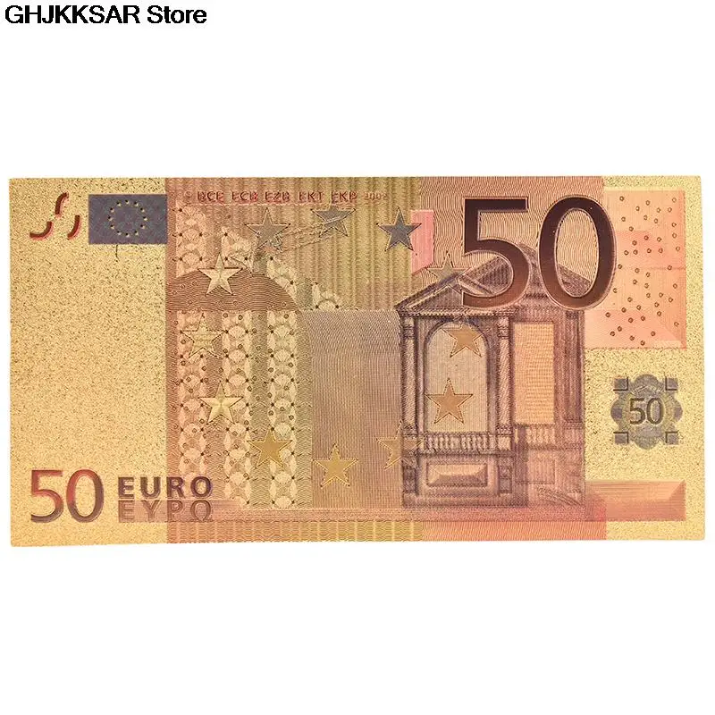 Description Picture 4 of item7pcs/lot 5 10 20 50 100 200 500 EUR Gold Banknotes in 24K Gold Fake Paper Money for Collection Euro Banknote Sets hot sale