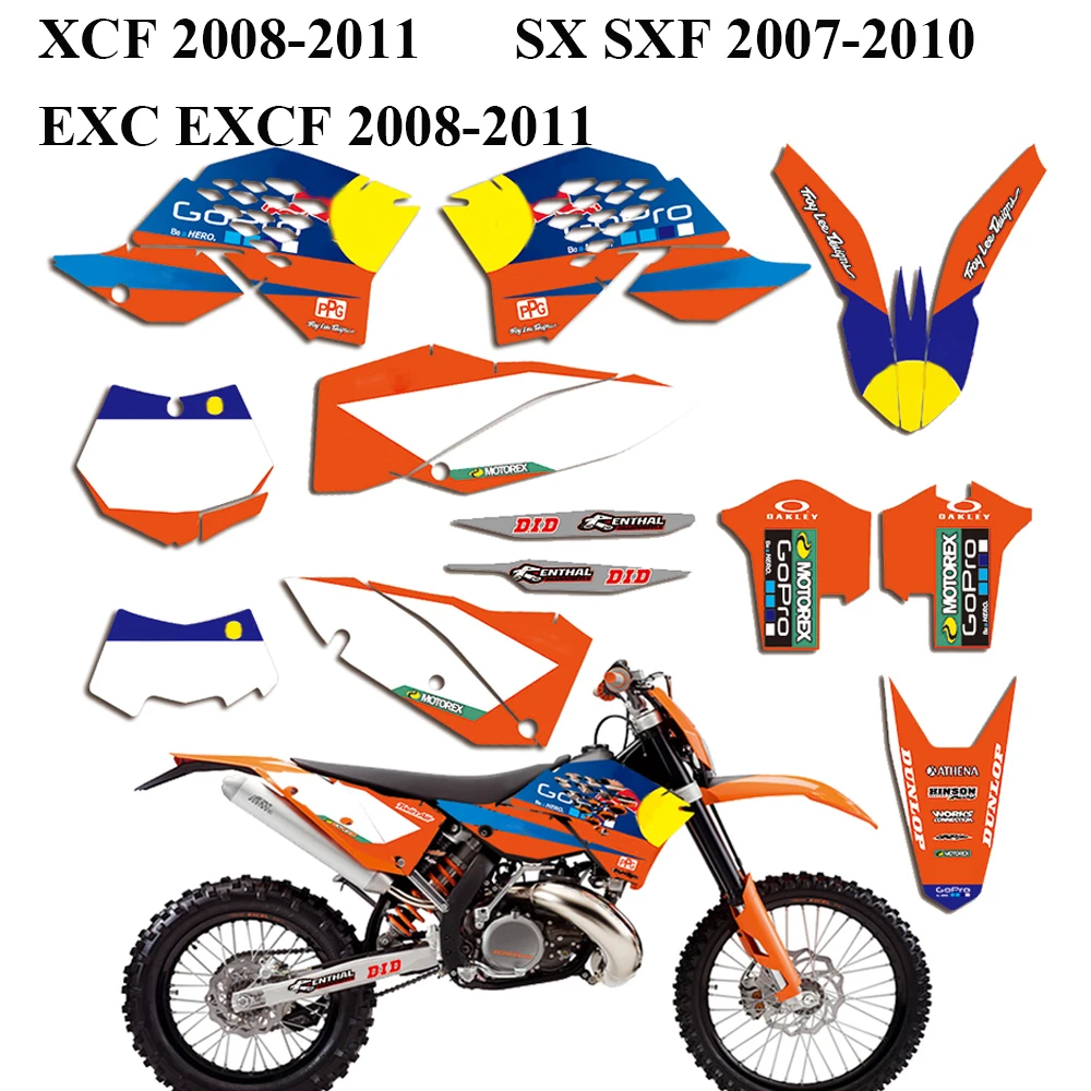 Team Graphics & Backgrounds Decals For KTM SX XC XC-W EXC 2008 2009 2010 2011 G