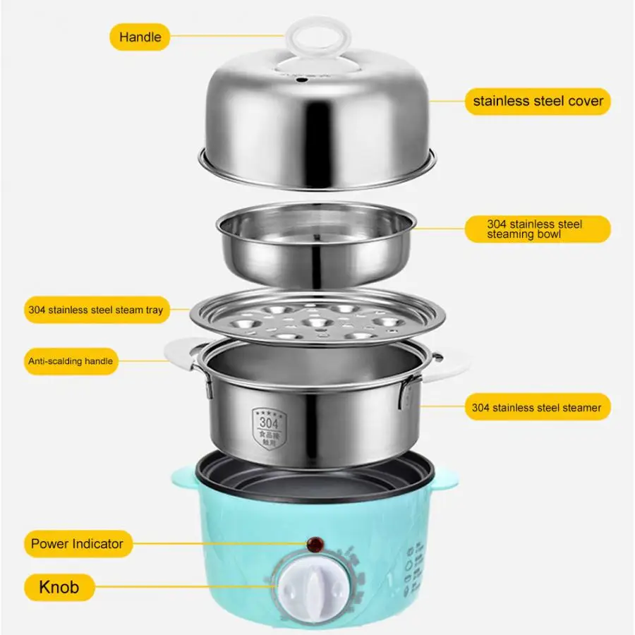 350 Вт 120 В Электрический Пароварка двухслойный Электрический яичный котел Пароварка кухонная машина инструмент бытовой пароварка