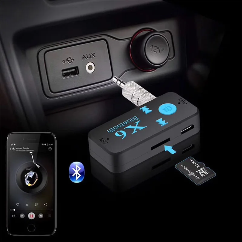 Автомобильный Bluetooth 4 1 приемник 3 5 мм aux + TF кардридер гарнитура для звонков стерео