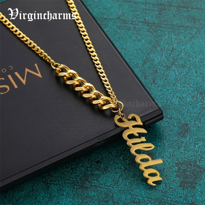 Vintage Name Custom Necklace Stainless Steel 3mm Cuban Chain Name