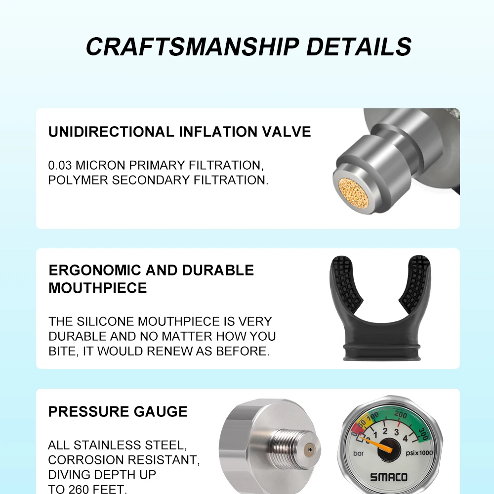 SMACO Дайвинг оборудование мини баллон для дайвинга Подводное кислородный бак