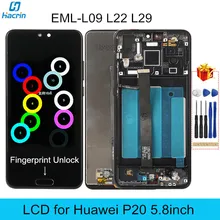LCD für Huawei P20 Display LCD mit Rahmen Fingerprint Entsperren 10 Touch Screen Ersatz für Huawei P 20 EML-L09 L22 l29 5,8 zoll